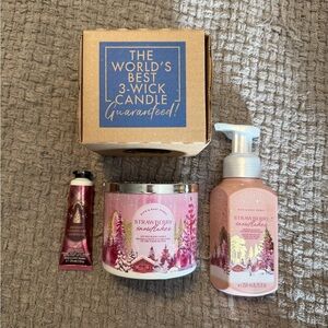 Bath & Body Works Strawberry Snowflakes 14.5oz. Candle, 8.75oz. Foaming handsoap